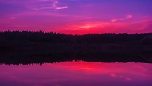 Preview wallpaper lake, sunset, horizon, evening, night, sky