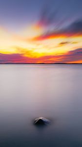 Preview wallpaper lake, sunset, horizon, landscape, calm