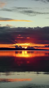 Preview wallpaper lake, sunset, landscape, silence, sky