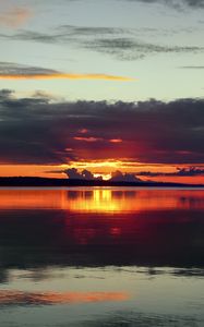 Preview wallpaper lake, sunset, landscape, silence, sky