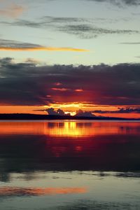 Preview wallpaper lake, sunset, landscape, silence, sky