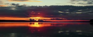 Preview wallpaper lake, sunset, landscape, silence, sky