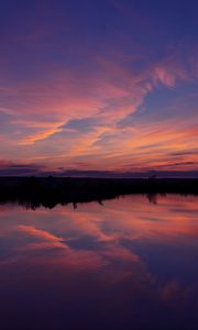 Preview wallpaper lake, sunset, landscape, twilight, reflection, dark