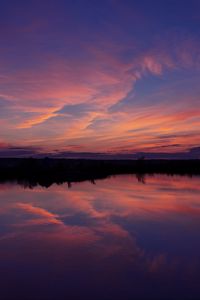 Preview wallpaper lake, sunset, landscape, twilight, reflection, dark