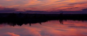 Preview wallpaper lake, sunset, landscape, twilight, reflection, dark