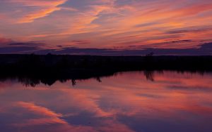 Preview wallpaper lake, sunset, landscape, twilight, reflection, dark