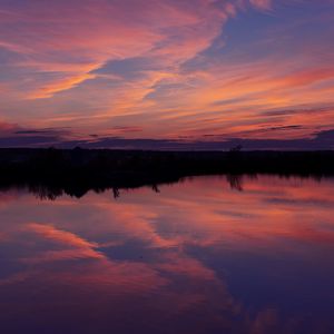 Preview wallpaper lake, sunset, landscape, twilight, reflection, dark