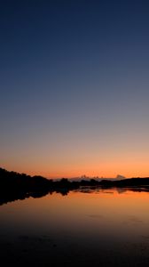 Preview wallpaper lake, sunset, landscape, twilight, dark