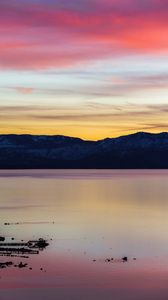 Preview wallpaper lake, sunset, mountains, mountain range