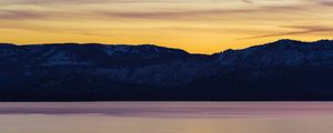 Preview wallpaper lake, sunset, mountains, mountain range