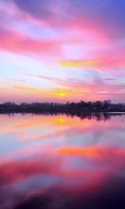 Preview wallpaper lake, sunset, reflection, sky, horizon