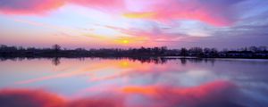 Preview wallpaper lake, sunset, reflection, sky, horizon