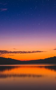 Preview wallpaper lake, sunset, skyline, bella vista, united states