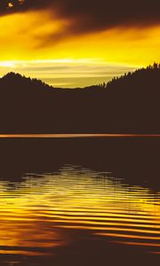Preview wallpaper lake, sunset, skyline, sky, reflection