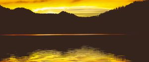 Preview wallpaper lake, sunset, skyline, sky, reflection