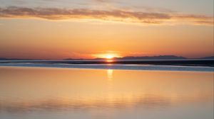 Preview wallpaper lake, sunset, sun, nature, landscape
