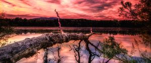 Preview wallpaper lake, sunset, trees, hdr