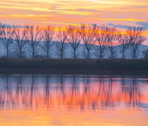 Preview wallpaper lake, sunset, trees, reflection