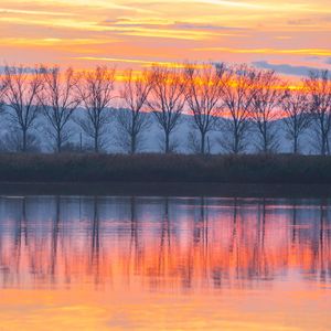 Preview wallpaper lake, sunset, trees, reflection