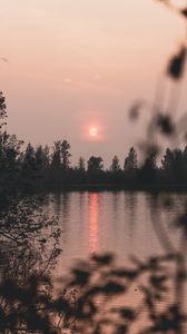 Preview wallpaper lake, sunset, twilight, landscape, nature