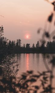 Preview wallpaper lake, sunset, twilight, landscape, nature