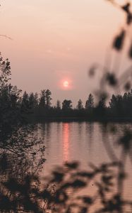 Preview wallpaper lake, sunset, twilight, landscape, nature