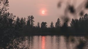 Preview wallpaper lake, sunset, twilight, landscape, nature