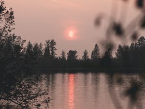 Preview wallpaper lake, sunset, twilight, landscape, nature