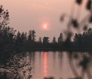 Preview wallpaper lake, sunset, twilight, landscape, nature