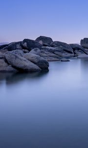 Preview wallpaper lake tahoe, tahoe, lake, stones, landscape, nature, silence