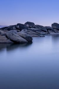 Preview wallpaper lake tahoe, tahoe, lake, stones, landscape, nature, silence