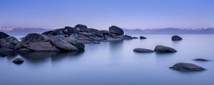 Preview wallpaper lake tahoe, tahoe, lake, stones, landscape, nature, silence