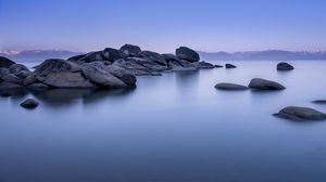 Preview wallpaper lake tahoe, tahoe, lake, stones, landscape, nature, silence