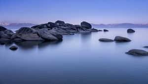 Preview wallpaper lake tahoe, tahoe, lake, stones, landscape, nature, silence