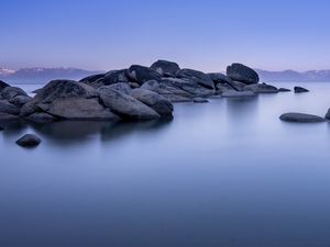 Preview wallpaper lake tahoe, tahoe, lake, stones, landscape, nature, silence