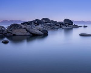 Preview wallpaper lake tahoe, tahoe, lake, stones, landscape, nature, silence