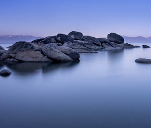 Preview wallpaper lake tahoe, tahoe, lake, stones, landscape, nature, silence