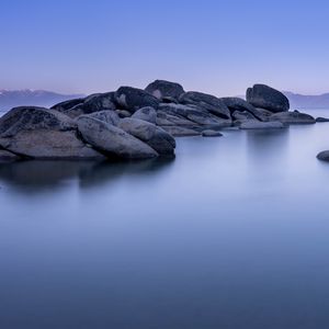 Preview wallpaper lake tahoe, tahoe, lake, stones, landscape, nature, silence