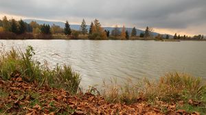 Preview wallpaper lake, trees, autumn, leaves