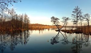 Preview wallpaper lake, trees, autumn, reflection, sky, blue