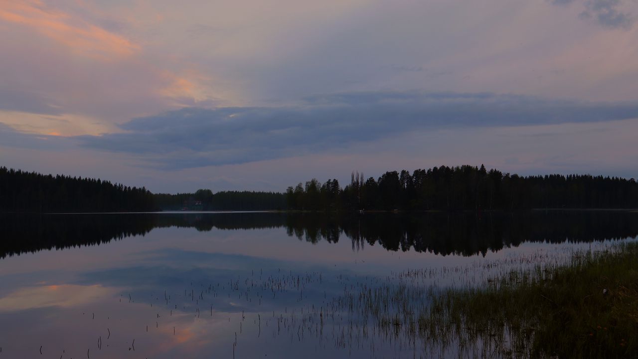 Wallpaper lake, trees, clouds, sky, nature
