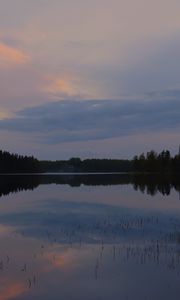 Preview wallpaper lake, trees, clouds, sky, nature
