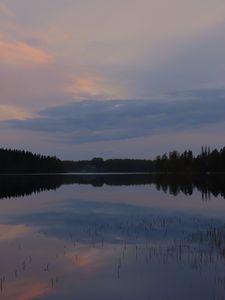 Preview wallpaper lake, trees, clouds, sky, nature