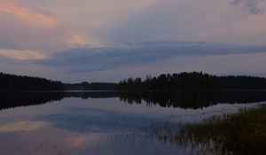 Preview wallpaper lake, trees, clouds, sky, nature
