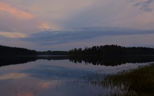 Preview wallpaper lake, trees, clouds, sky, nature