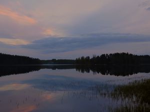 Preview wallpaper lake, trees, clouds, sky, nature