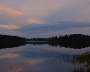 Preview wallpaper lake, trees, clouds, sky, nature