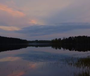 Preview wallpaper lake, trees, clouds, sky, nature