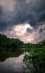 Preview wallpaper lake, trees, clouds, landscape