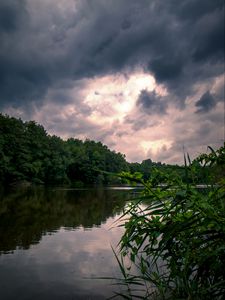 Preview wallpaper lake, trees, clouds, landscape